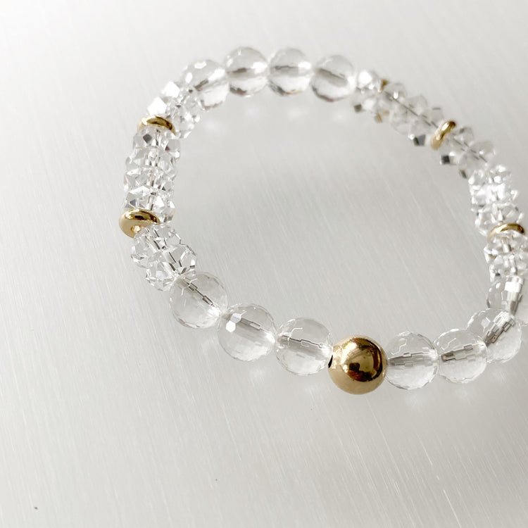 Clear Quartz with Gold Filled Beads