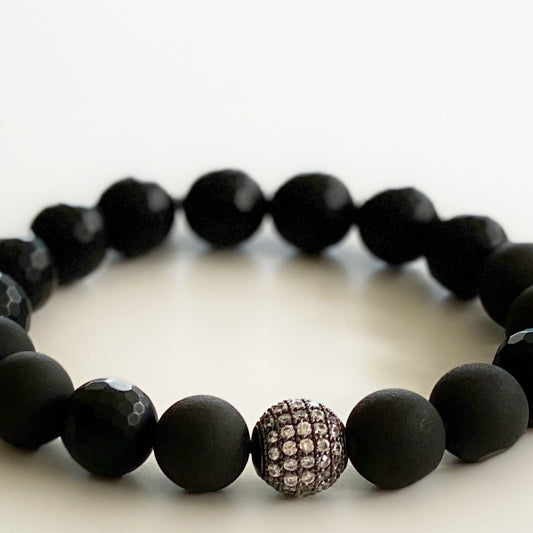 Druzy Quartz and Black Agate