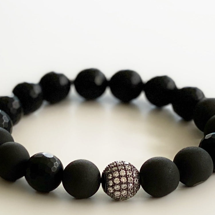 Druzy Quartz and Black Agate