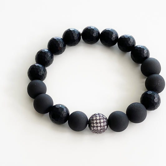 Druzy Quartz and Black Agate