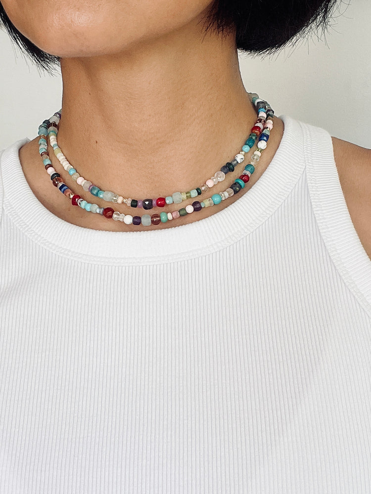 Rainbow Coloured Stone Necklace