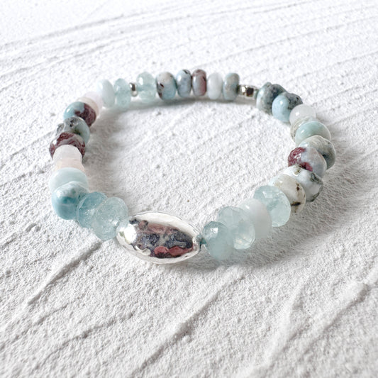 Opal, Morganite and Sterling Silver Bravelet