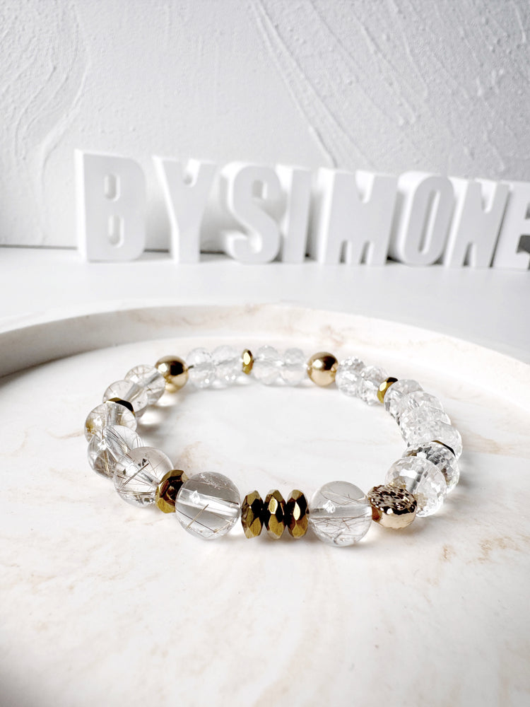 Golden Rutilated Quartz and Clear Quartz
