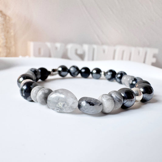 Grey Picture Jasper, Hematite and Rutilated Quartz