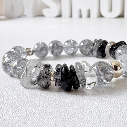 Crackle Quartz and Black Rutilated Quartz