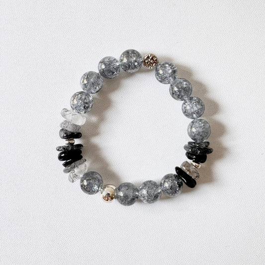 Crackle Quartz and Black Rutilated Quartz