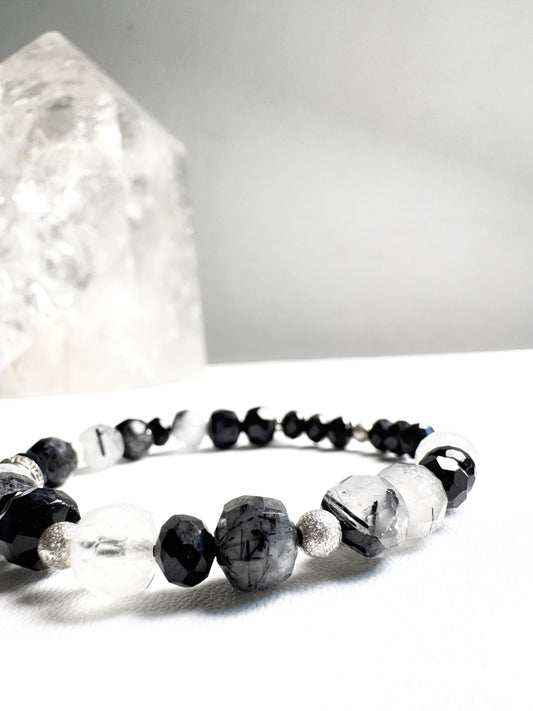 Black Rutilated Quartz and Obsidian