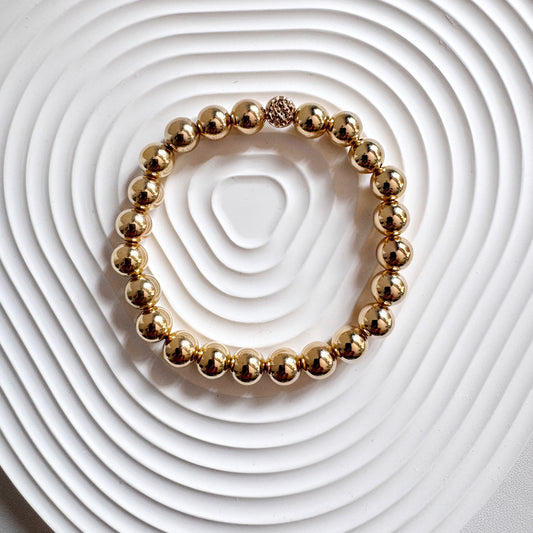 14k Gold Filled Beads Bracelet 8mm