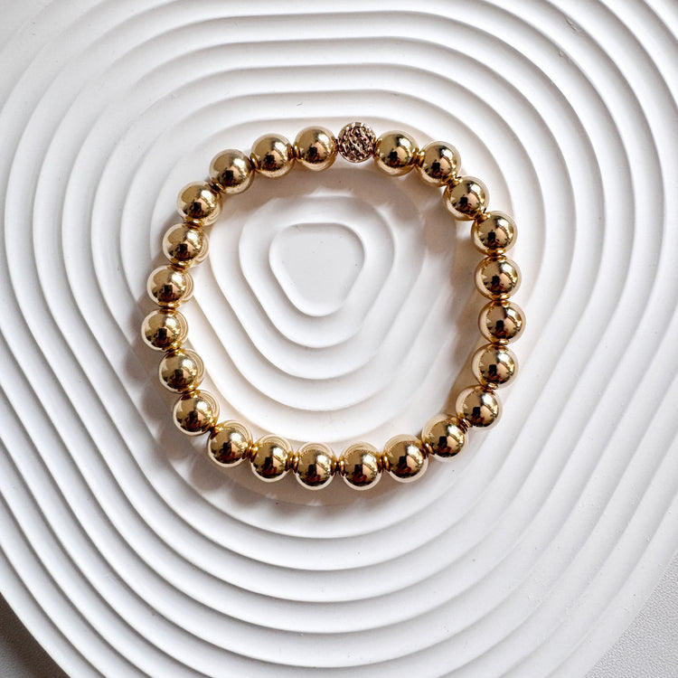 14k Gold Filled Beads Bracelet 8mm