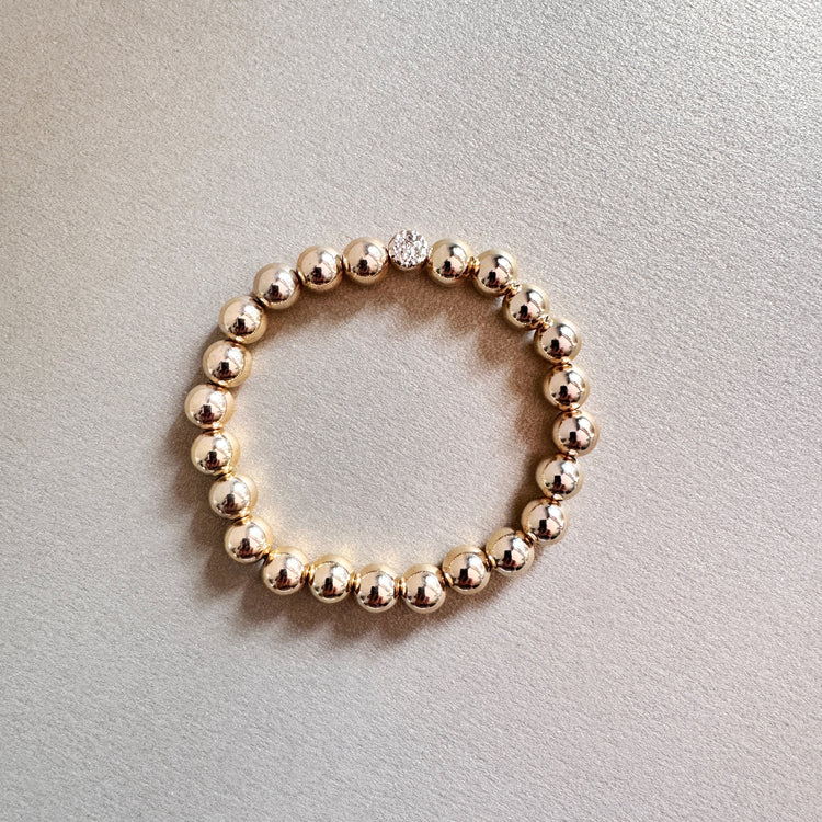 14k Gold Filled Beads Bracelet 8mm