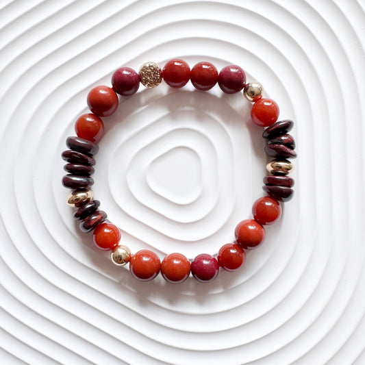 Nanhong Agate, Red Tiger Eye, Zijinsha Bracelet