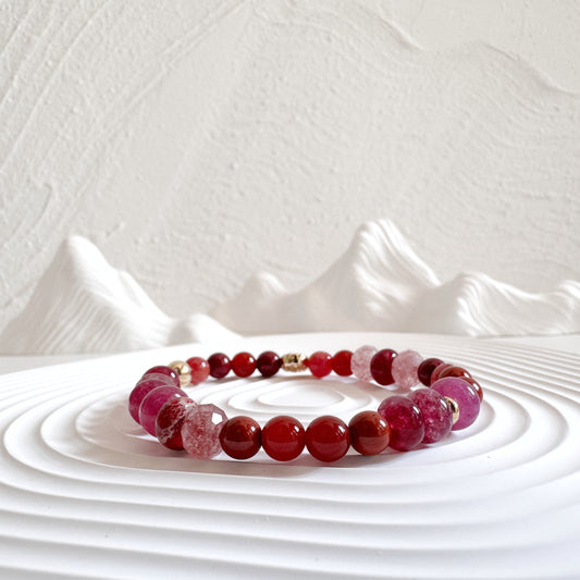 Burmese Red Chalcedony, Nanhong Agate Bracelet