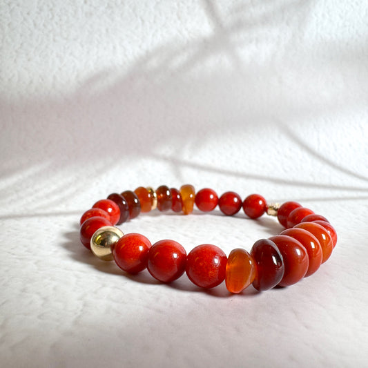 Burmese Red Chalcedony, Nanhong Agate Bracelet