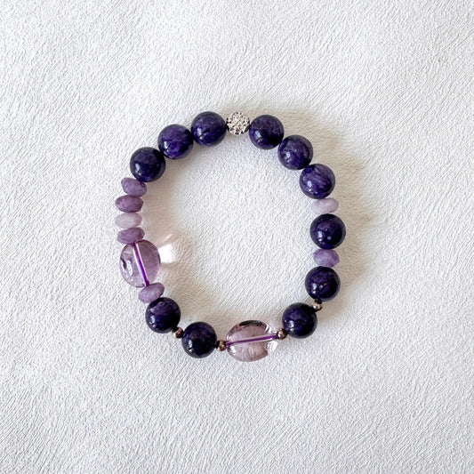 Sugilite, Amethyst and Sterling silver Bracelet
