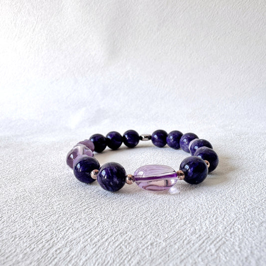 Sugilite, Amethyst and Sterling silver Bracelet