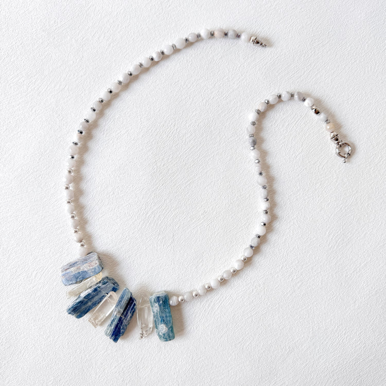 Kyanite, Kunzite, Phoenix Agate and Sterling Silver Necklace
