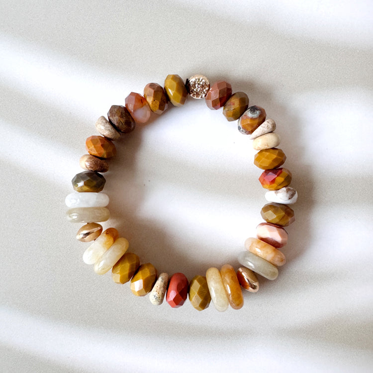 Tiger's Eye, Jasper, Aventurine and Gold filled Bracelet