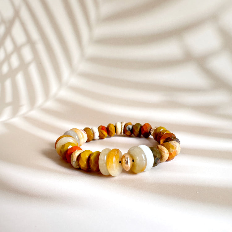 Tiger's Eye, Jasper, Aventurine and Gold filled Bracelet