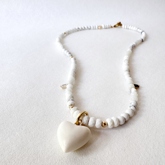 Howlite, Cat’s Eye and White Turquoise Necklace