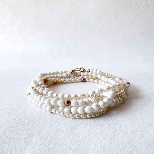 Pearl, Mother of Pearl and Gold Filled Bracelet