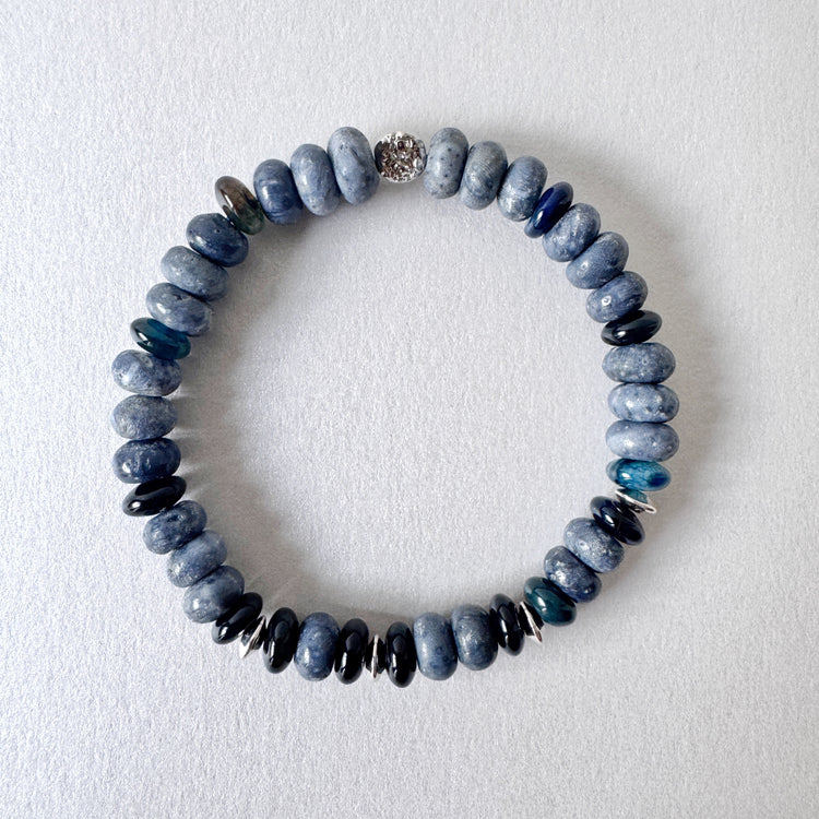 Dumortierite and Sterling Silver Bracelet