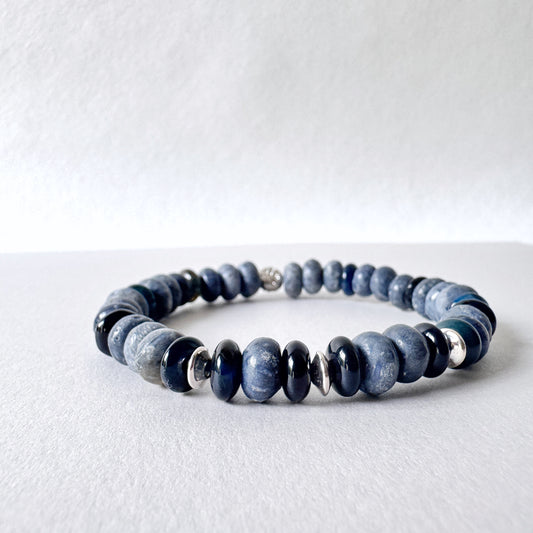 Dumortierite and Sterling Silver Bracelet