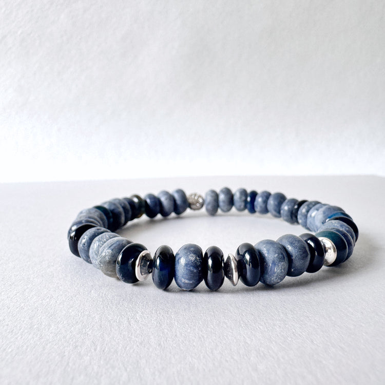 Dumortierite and Sterling Silver Bracelet