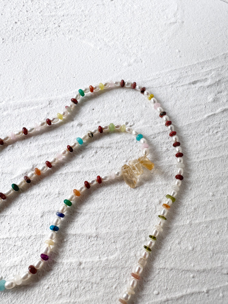 Freshwater Pearl and Mixed Gemstone Necklace