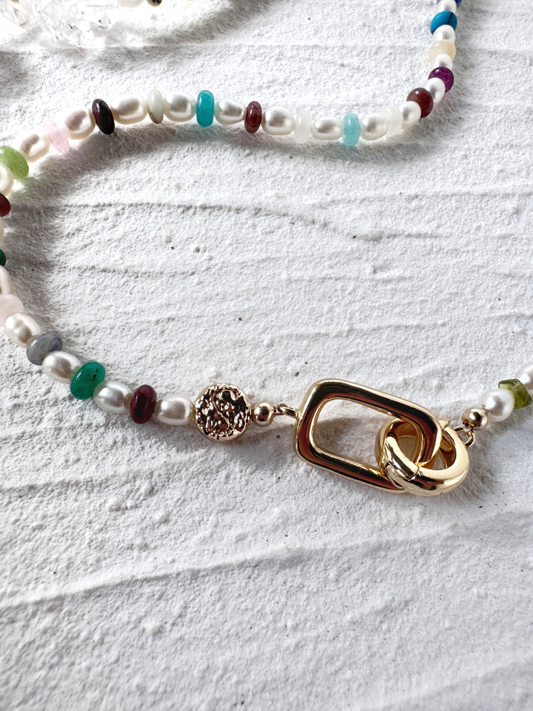 Freshwater Pearl and Mixed Gemstone Necklace