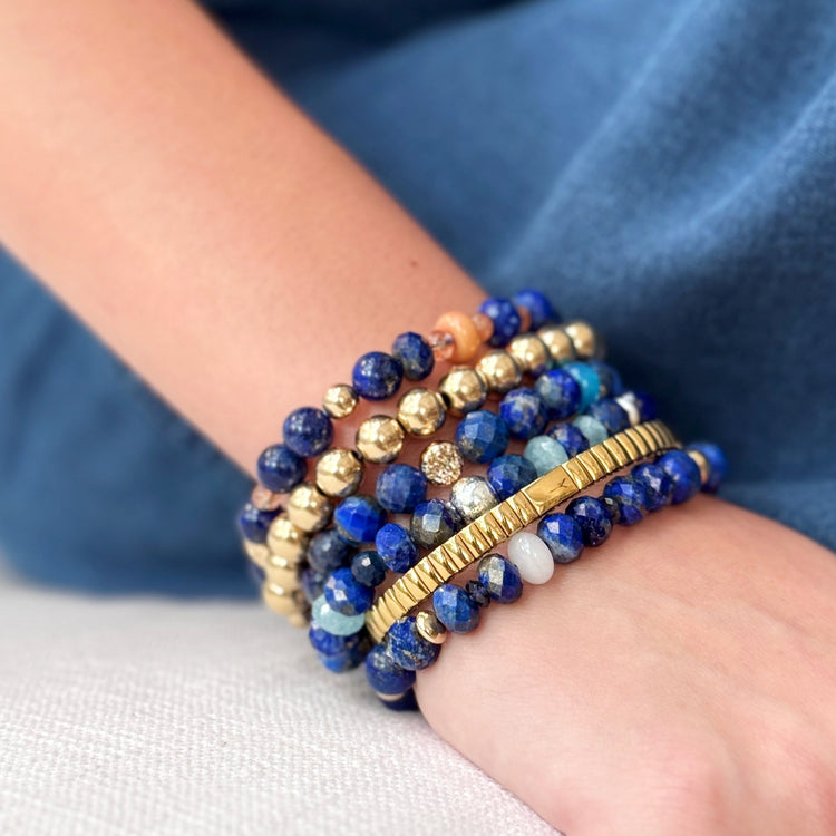 Lapis Lazuli and Labradorite Bracelet with Sterling Silver