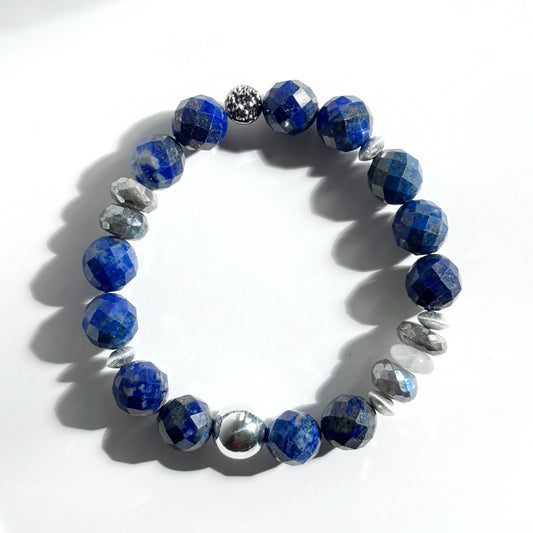 Lapis Lazuli and Labradorite Bracelet with Sterling Silver