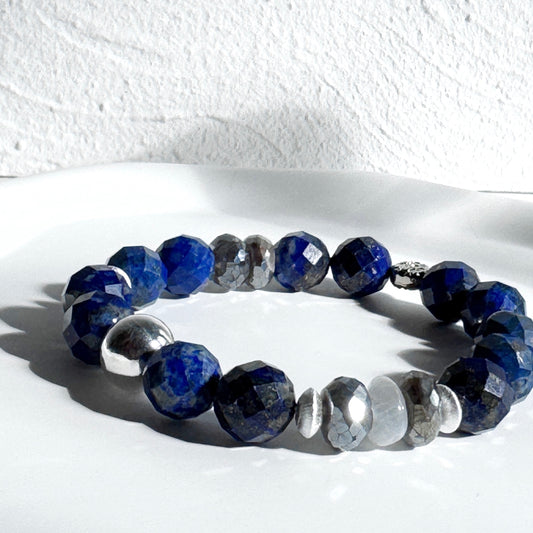 Lapis Lazuli and Labradorite Bracelet with Sterling Silver