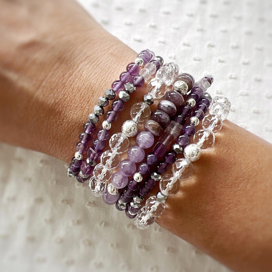 Amethyst, Hematite and Moonstone Wraparound