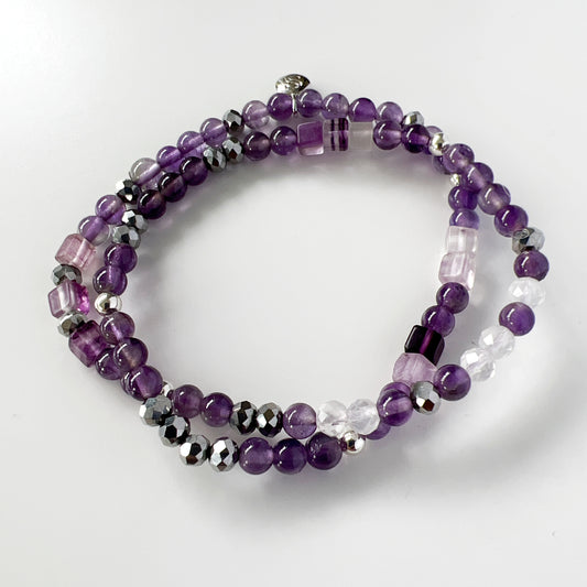 Amethyst, Hematite and Moonstone Wraparound